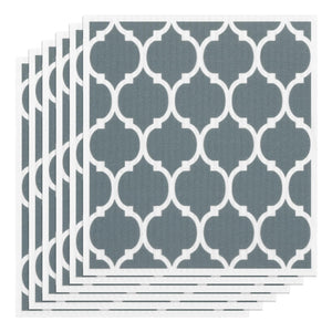 Swedish Dishcloths – 6 Pack, Grey Moroccan Print