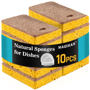 Natural Coconut & Cellulose Dish Sponges – 10 Pack