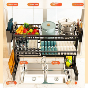 Expandable Dish Drying Rack with Utensil Holder – Black