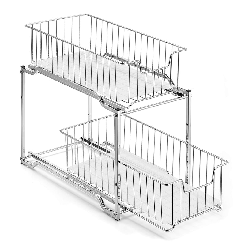 Stackable 2-Tier Pull-Out Under Sink Organizer – Chrome