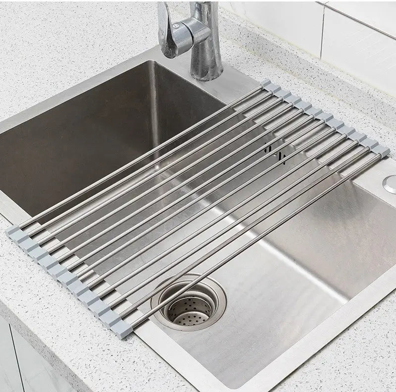 Roll-Up Over-the-Sink Dish Drying Rack – Stainless Steel
