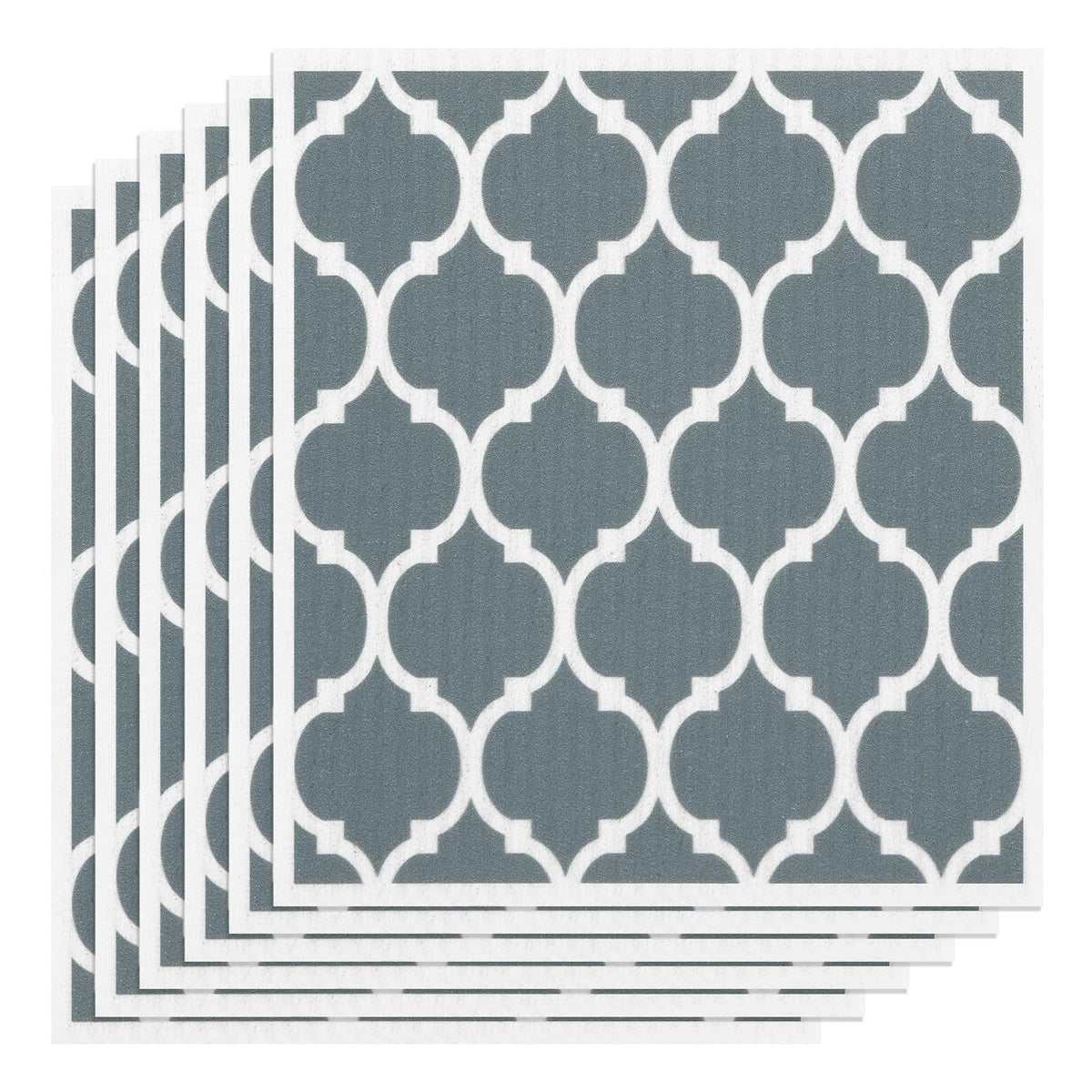 Swedish Dishcloths – 6 Pack, Grey Moroccan Print