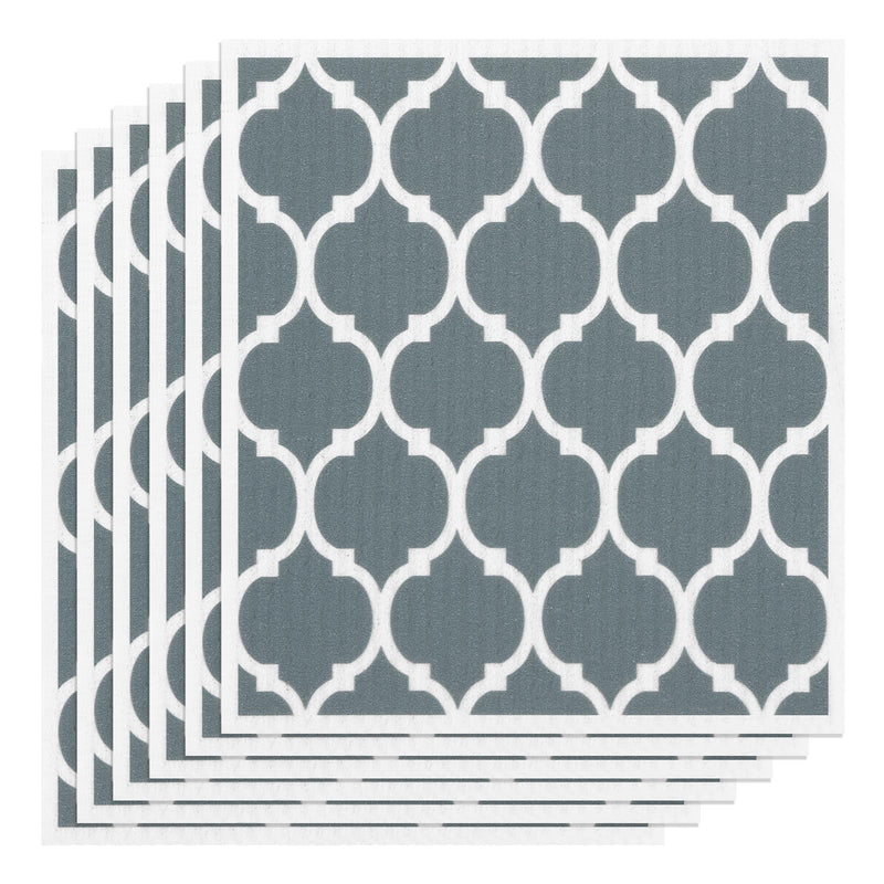 Swedish Dishcloths – 6 Pack, Grey Moroccan Print